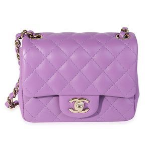 Chanel Purple Quilted Lambskin Classic Square Mini Flap Bag (Copy)